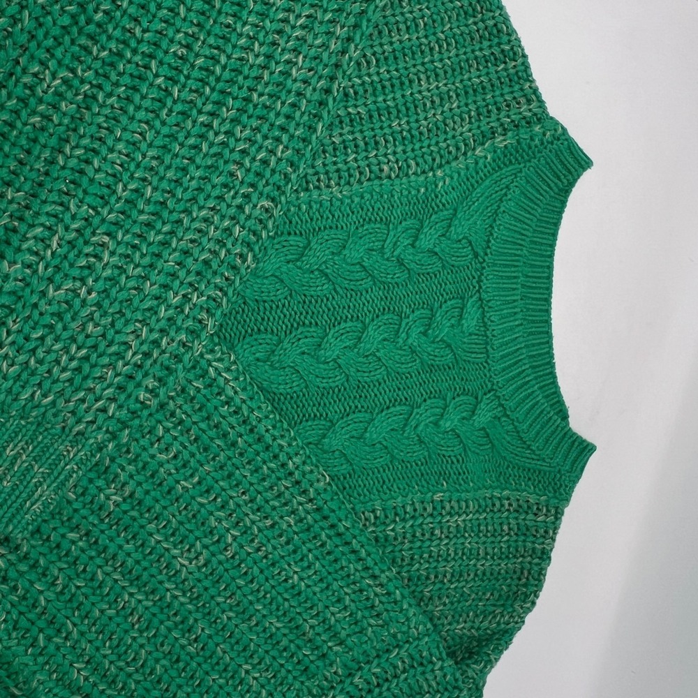 Cable‎ Knit Chunky Oversized Sweater Green Cream Accent Acrylic Noisy May - Picture 7 of 13